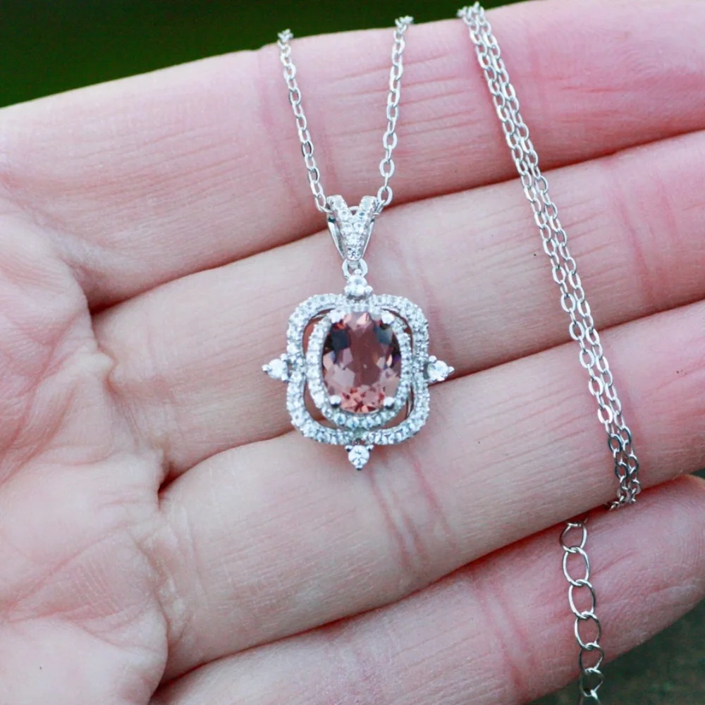 Victorian Design Color Change Diaspore Pendant Sterling Silver - Picture 9 of 11